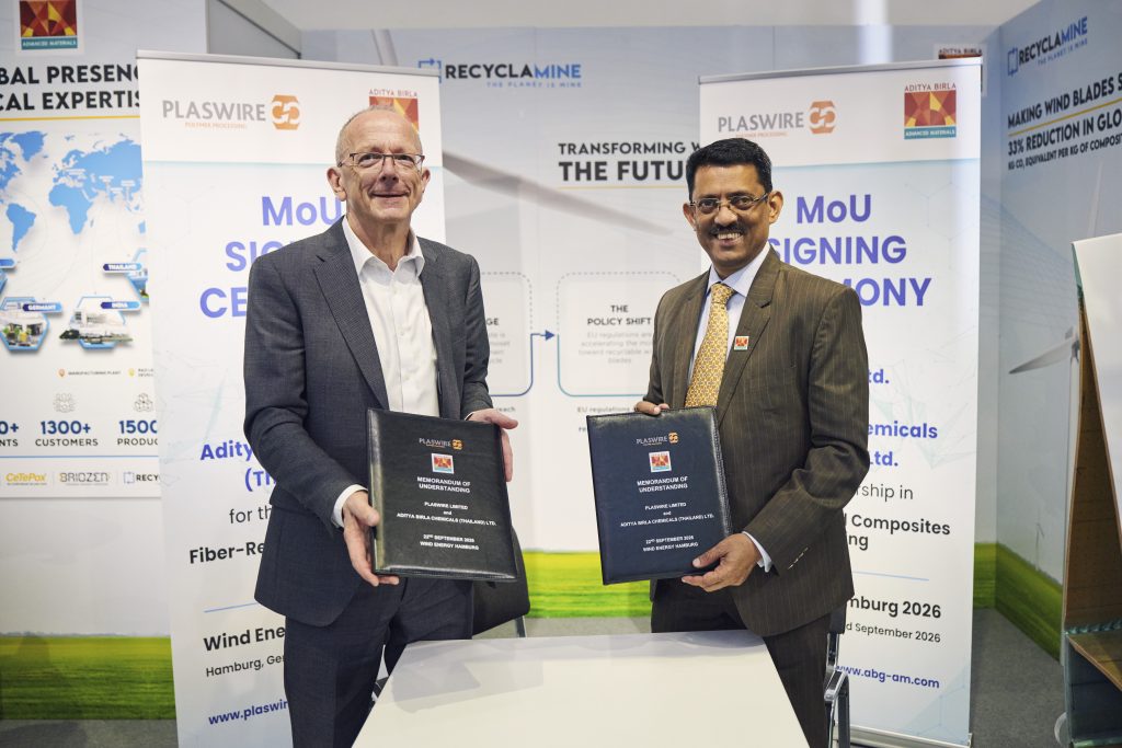Andrew Billingsley, CEO, Plaswire & Rajesh Balakrishnan, CEO, Advanced Materials, Aditya Birla Group sign MoU